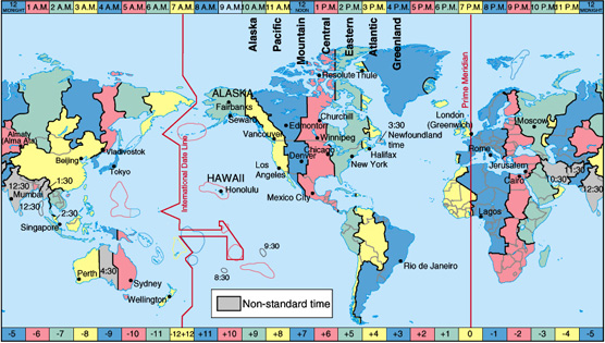 Time zone map.